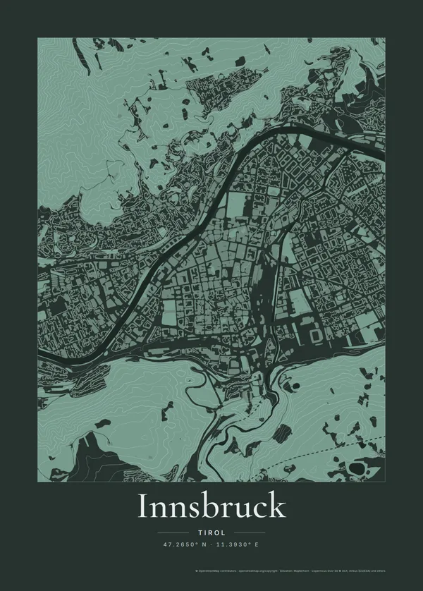 Stadtplan-Poster von Innsbruck im Stil Night